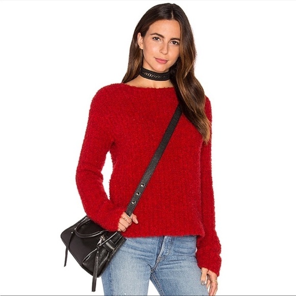 ATM Anthony Thomas melilo / SO SOFT Fuzzy Red Alpaca Wool Sweater Large L - Picture 2 of 7